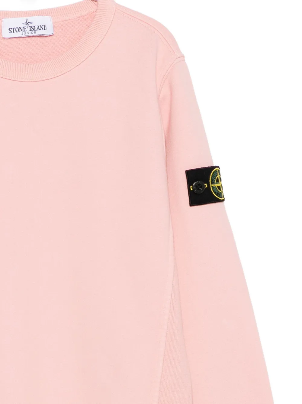 Stone Island Junior logo-patch crew neck sweatshirt Roze