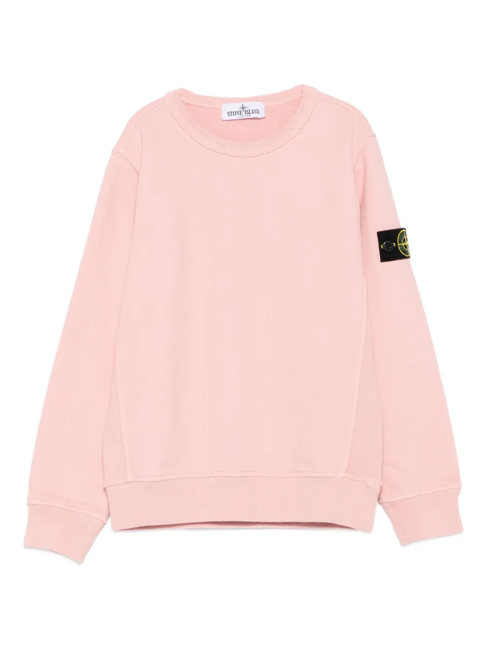 Stone Island Junior logo-patch crew neck sweatshirt Roze