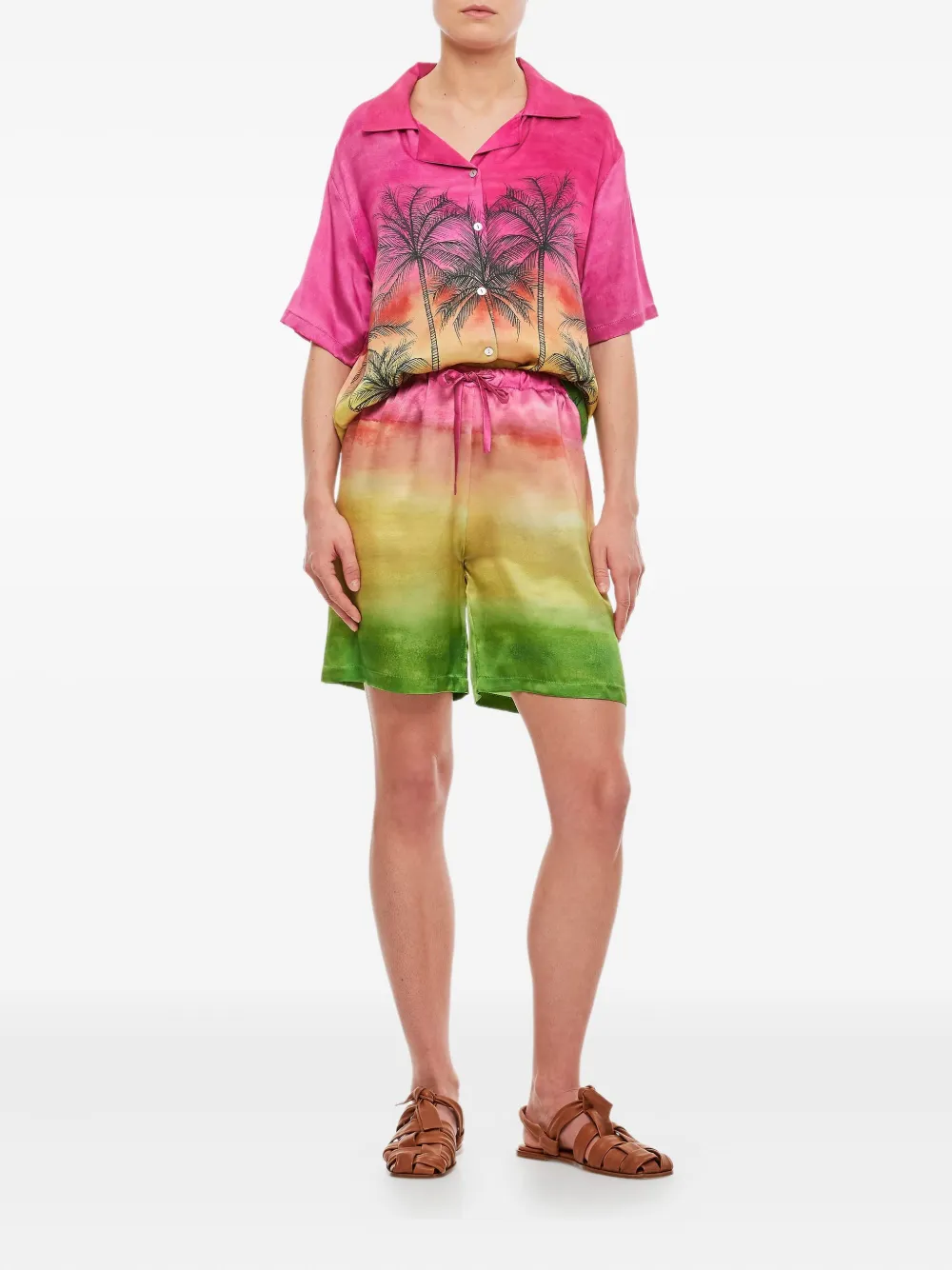 Gio Giovanni Gerosa ombre drawstring shorts Roze