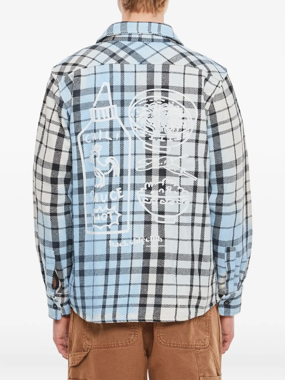 Backside Club Shirt Jacket Marmorized In Blue