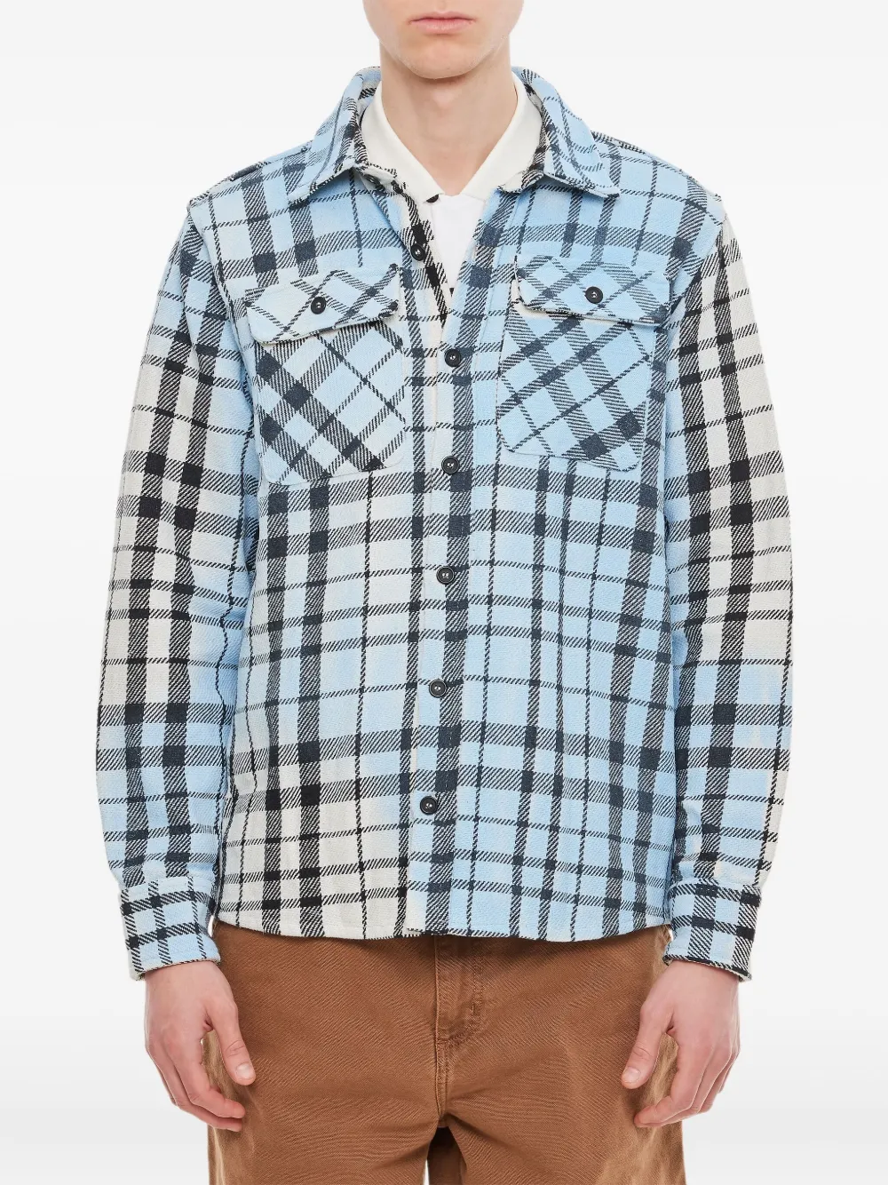 Backside Club Shirt Jacket Marmorized In Blue
