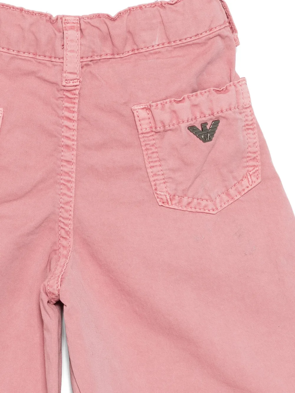 Emporio Armani Kids logo-plaque cotton trousers Roze