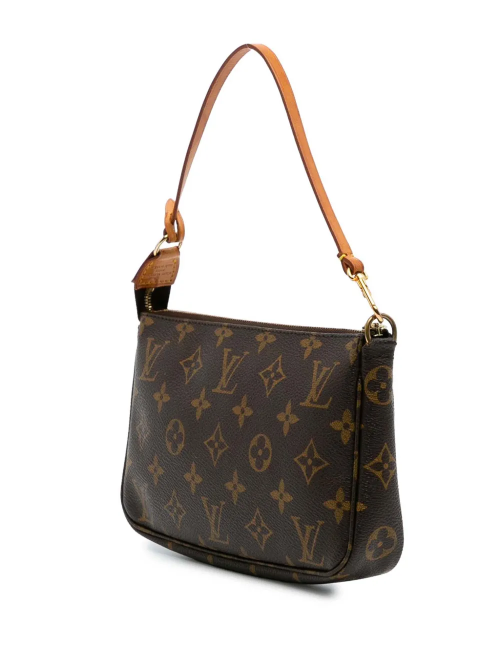 Pre-owned Louis Vuitton 2001 Monogram Pochette Accessoires Shoulder Bag In Brown