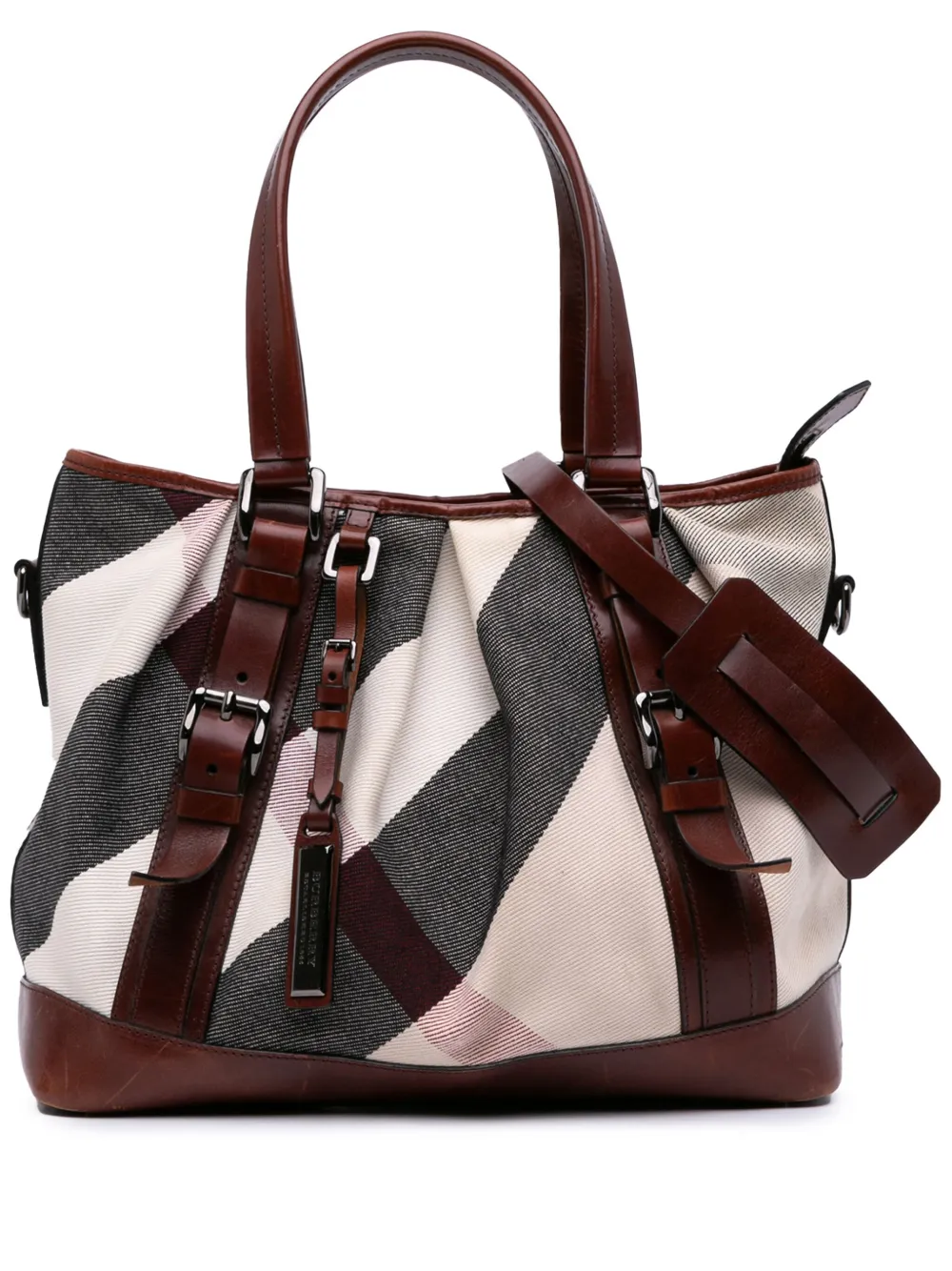 Burberry Pre-Owned 2000-2017 Mega Check Canvas Lowry satchel | Brown | Image 1