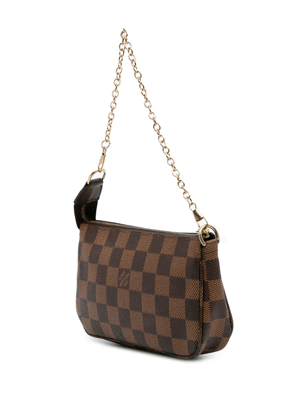 Pre-owned Louis Vuitton 2003 Damier Ebene Mini Pochette Accessoires Handbag In Brown