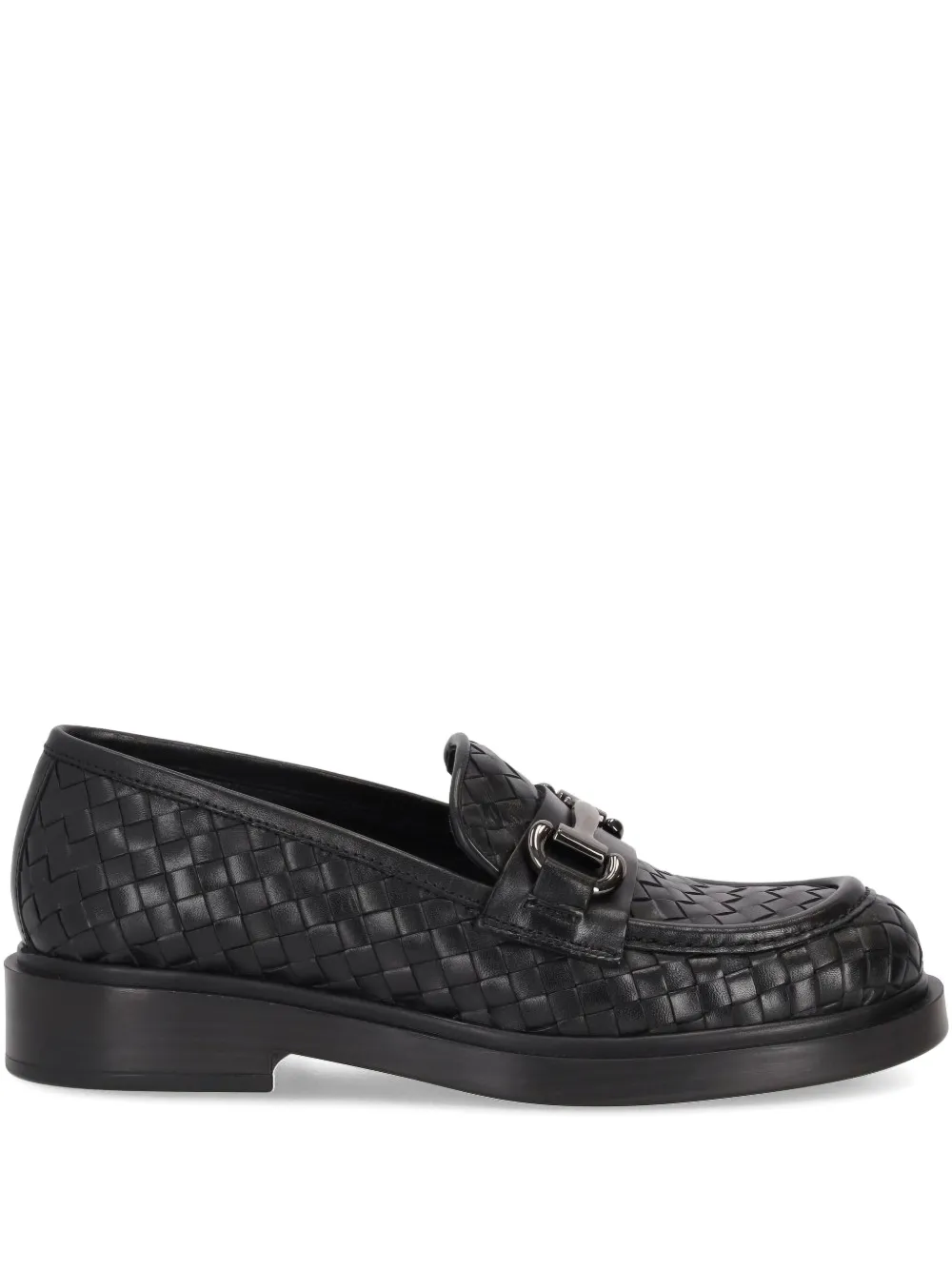 LA ROSE Seline woven leather loafers Black