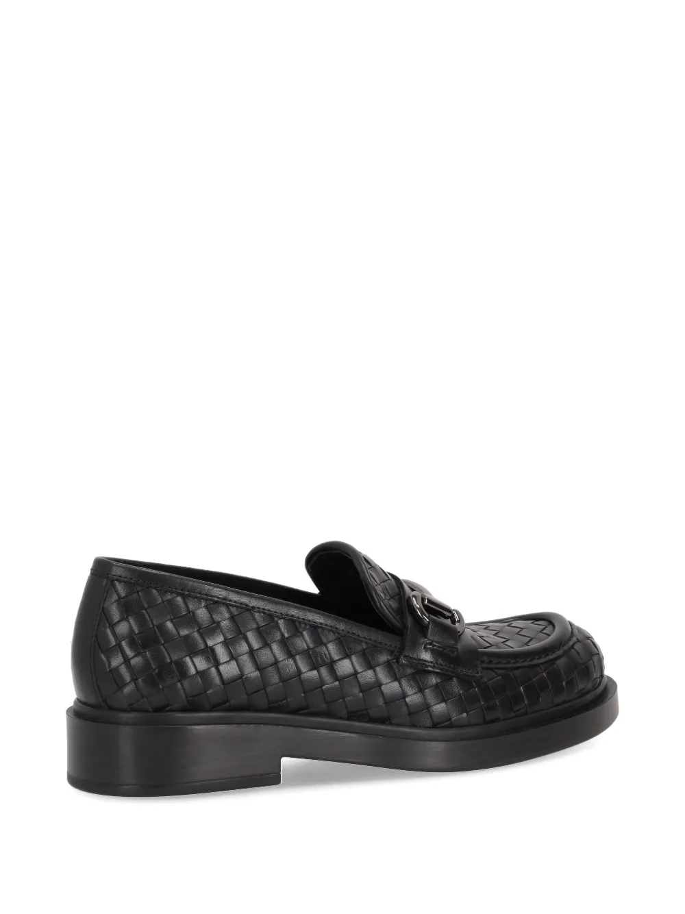LA ROSE Seline woven leather loafers Black