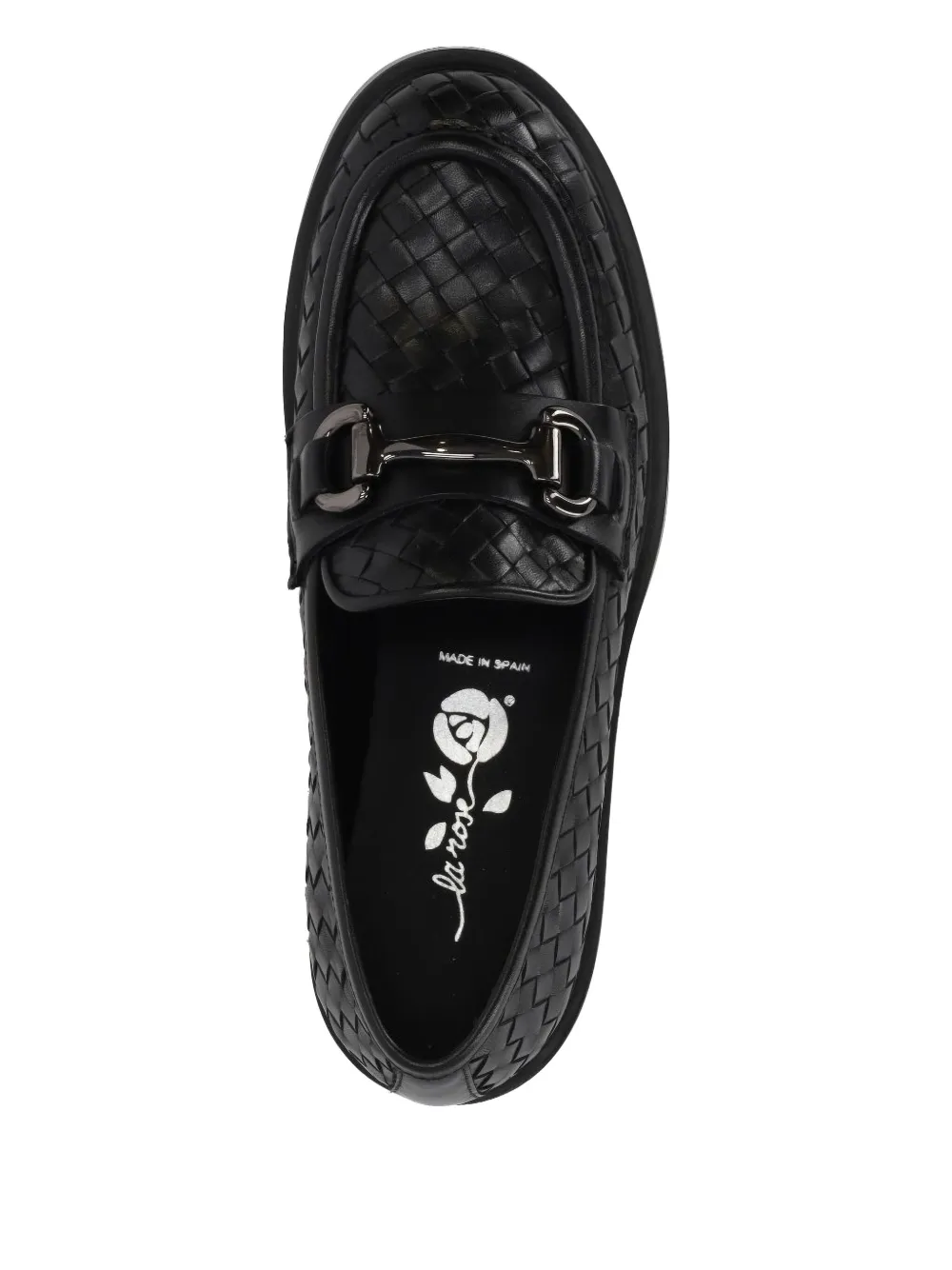LA ROSE Seline woven leather loafers Black