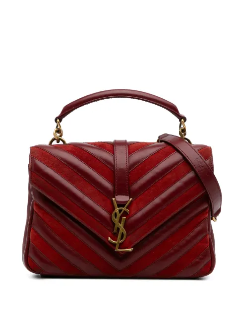 Saint Laurent Pre-Owned 2017 Medium Calfskin and Suede Chevron Monogram College satchel