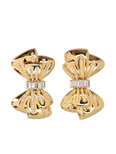 Alessandra Rich bow crystal earrings