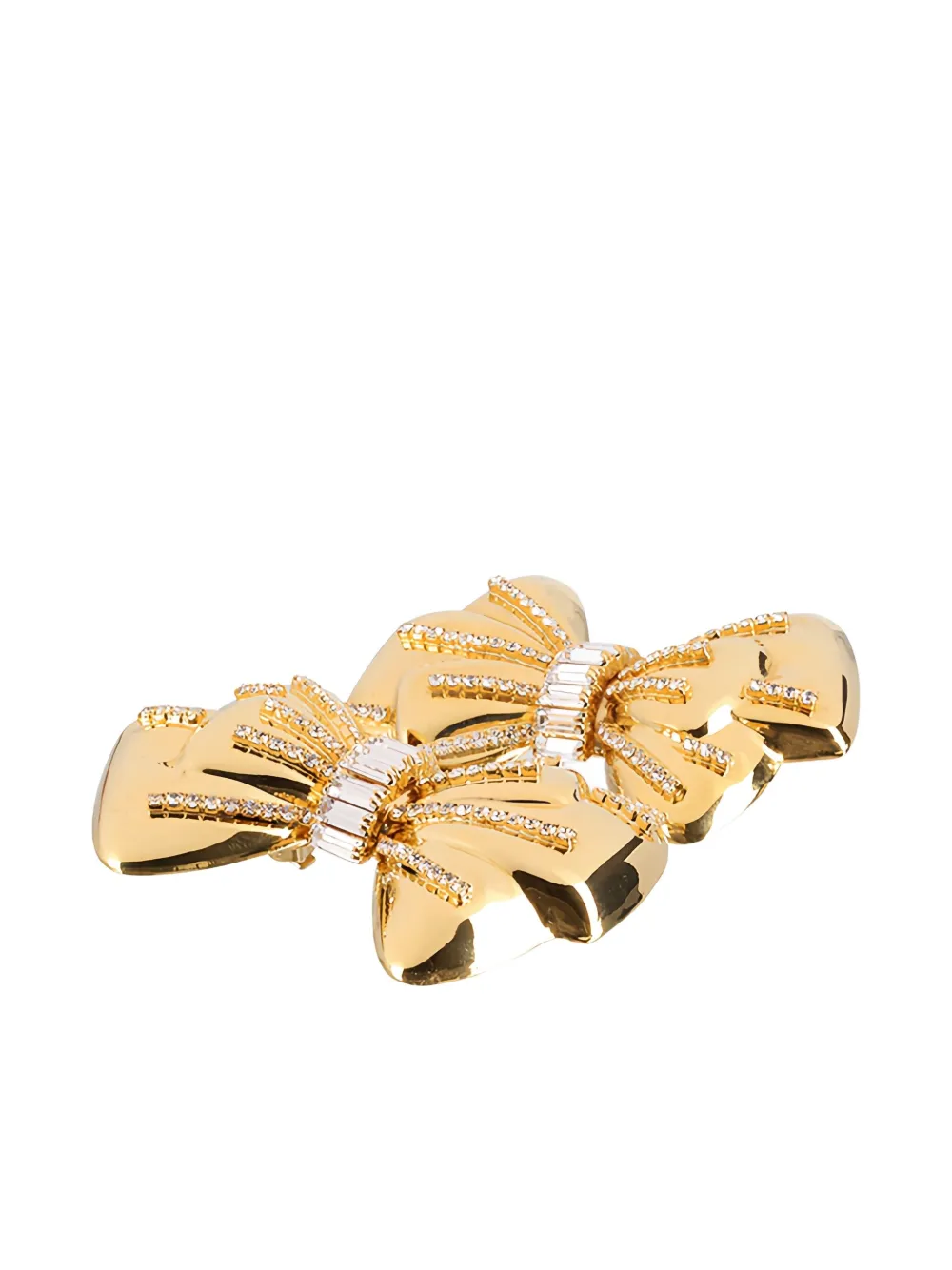 Alessandra Rich Bow Crystal Earrings In Gold