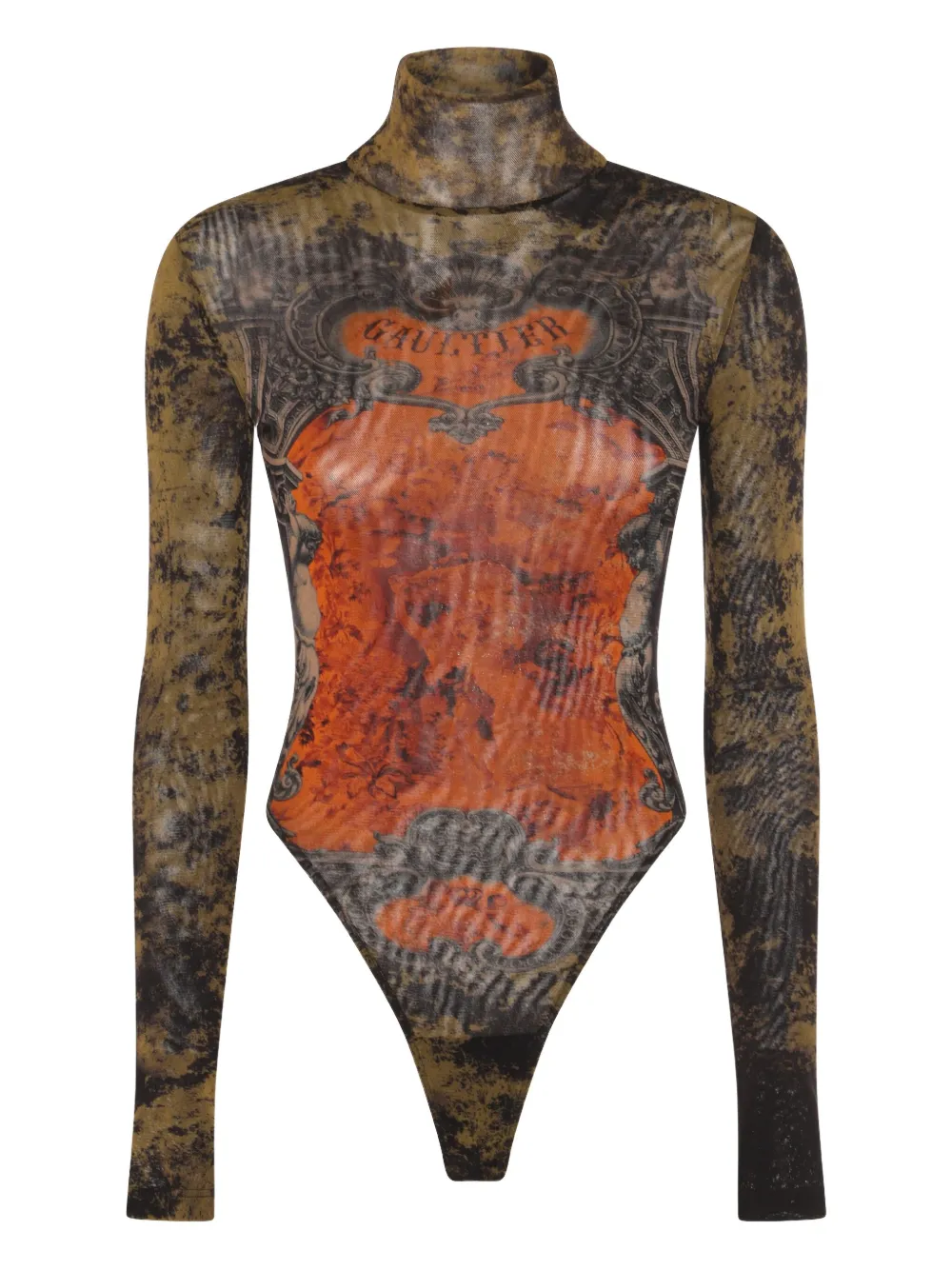 Jean Paul Gaultier graphic-print bodysuit Zwart