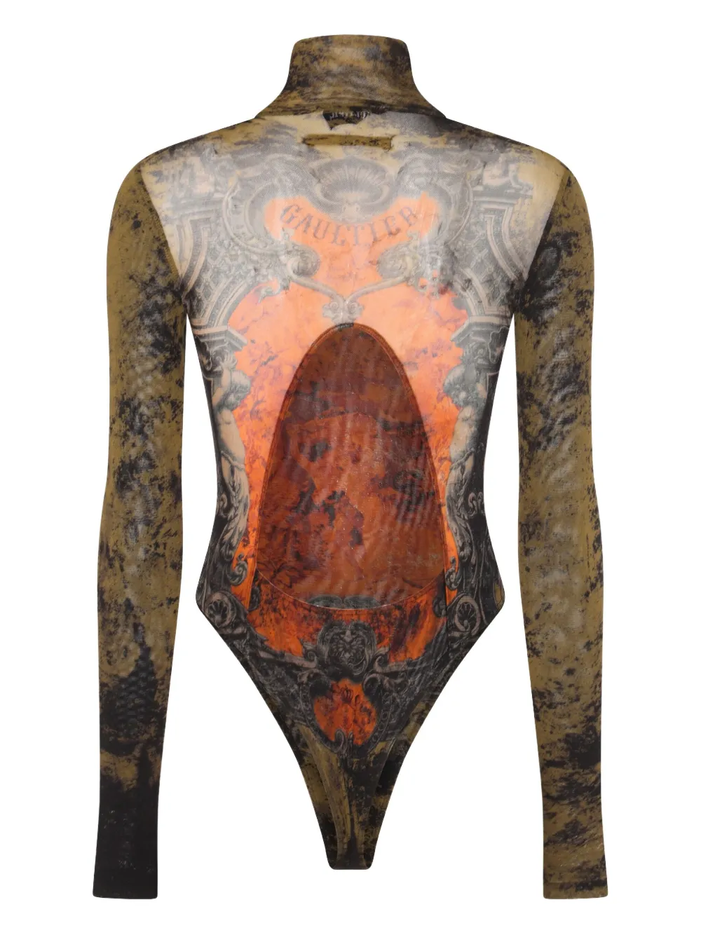 Jean Paul Gaultier graphic-print bodysuit Zwart