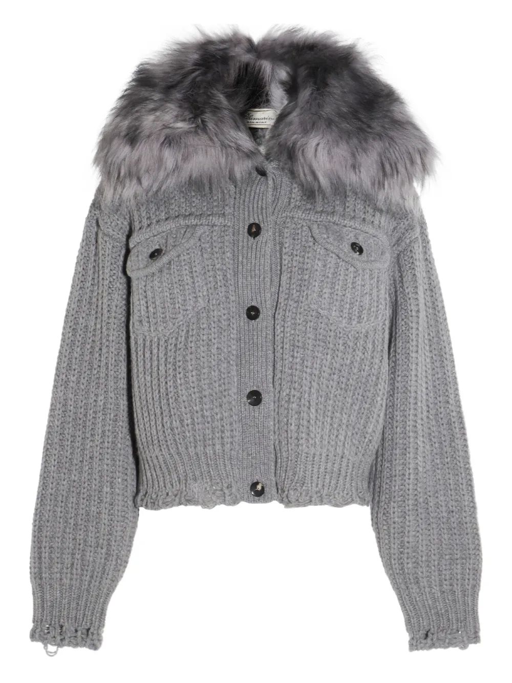 Blumarine Gebreid jack met afwerking van bont Grijs