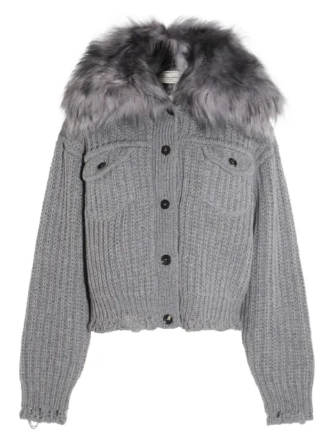 Blumarine veste en maille à bords en fourrure