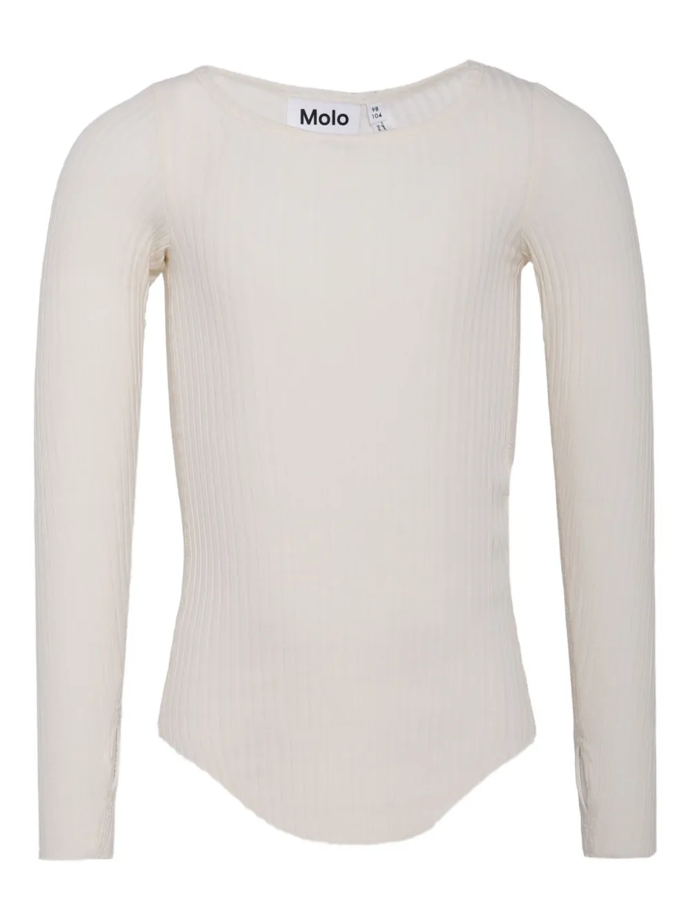 Molo Fijngeribbelde romper met lange mouwen Beige