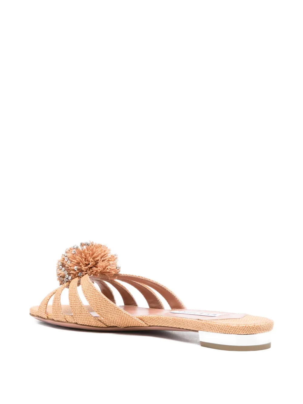 Aquazzura Movida crystal-embellished pom-pom sandals Neutrals