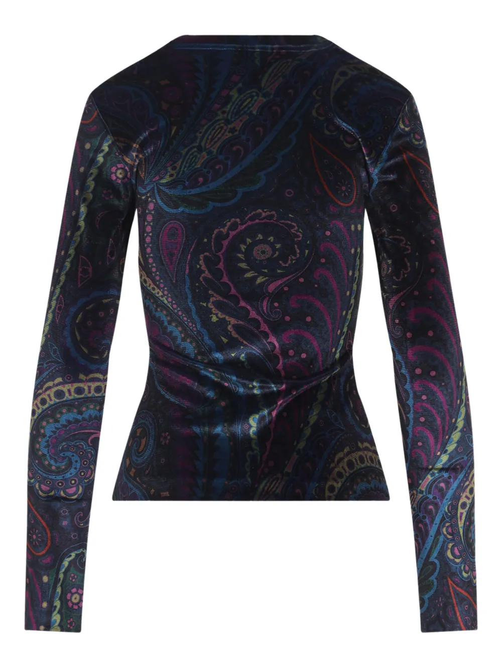ETRO paisley-print velvet T-shirt Zwart