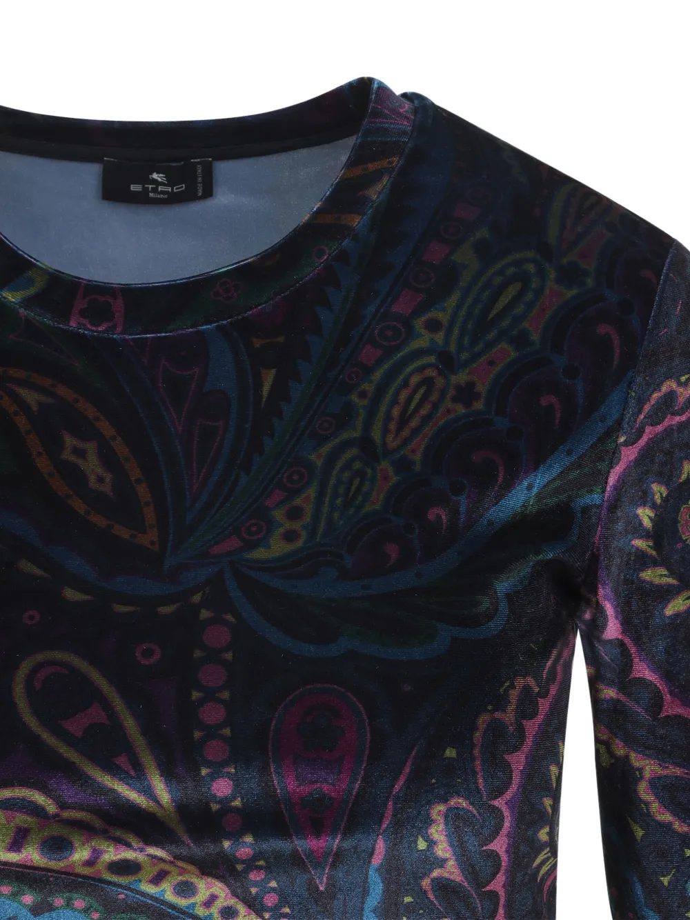 ETRO paisley-print velvet T-shirt Zwart