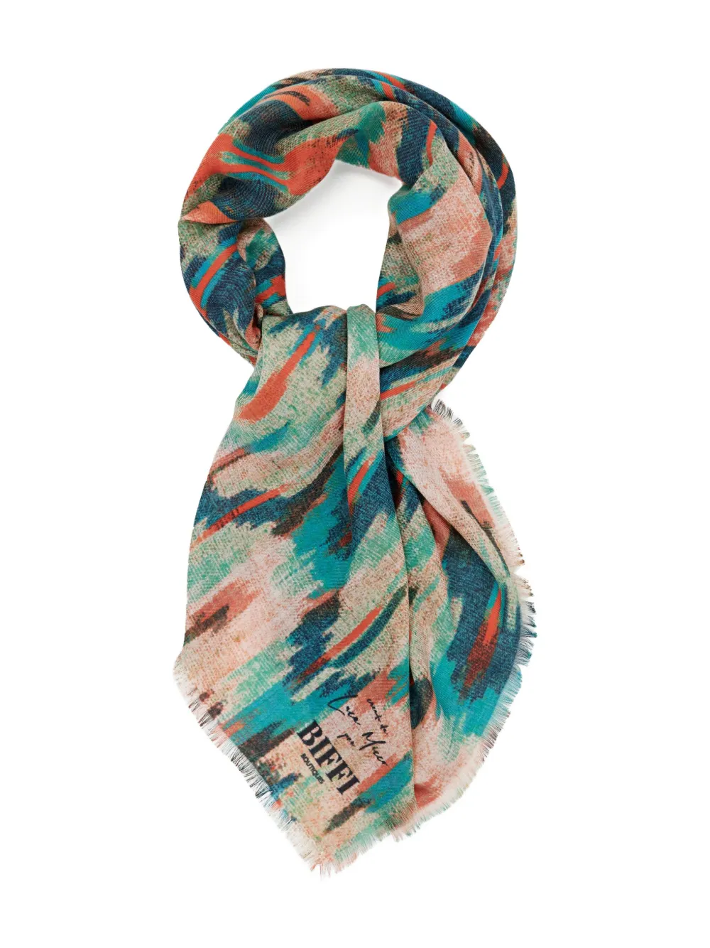 DEMIUR geometric-pattern scarf - Blauw
