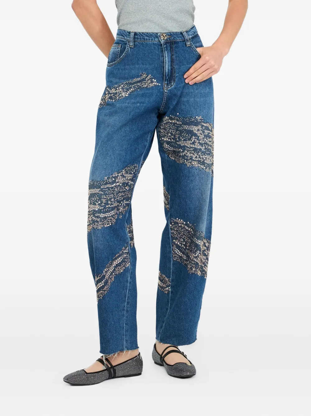 LIU JO rhinestone-embellished jeans Blauw