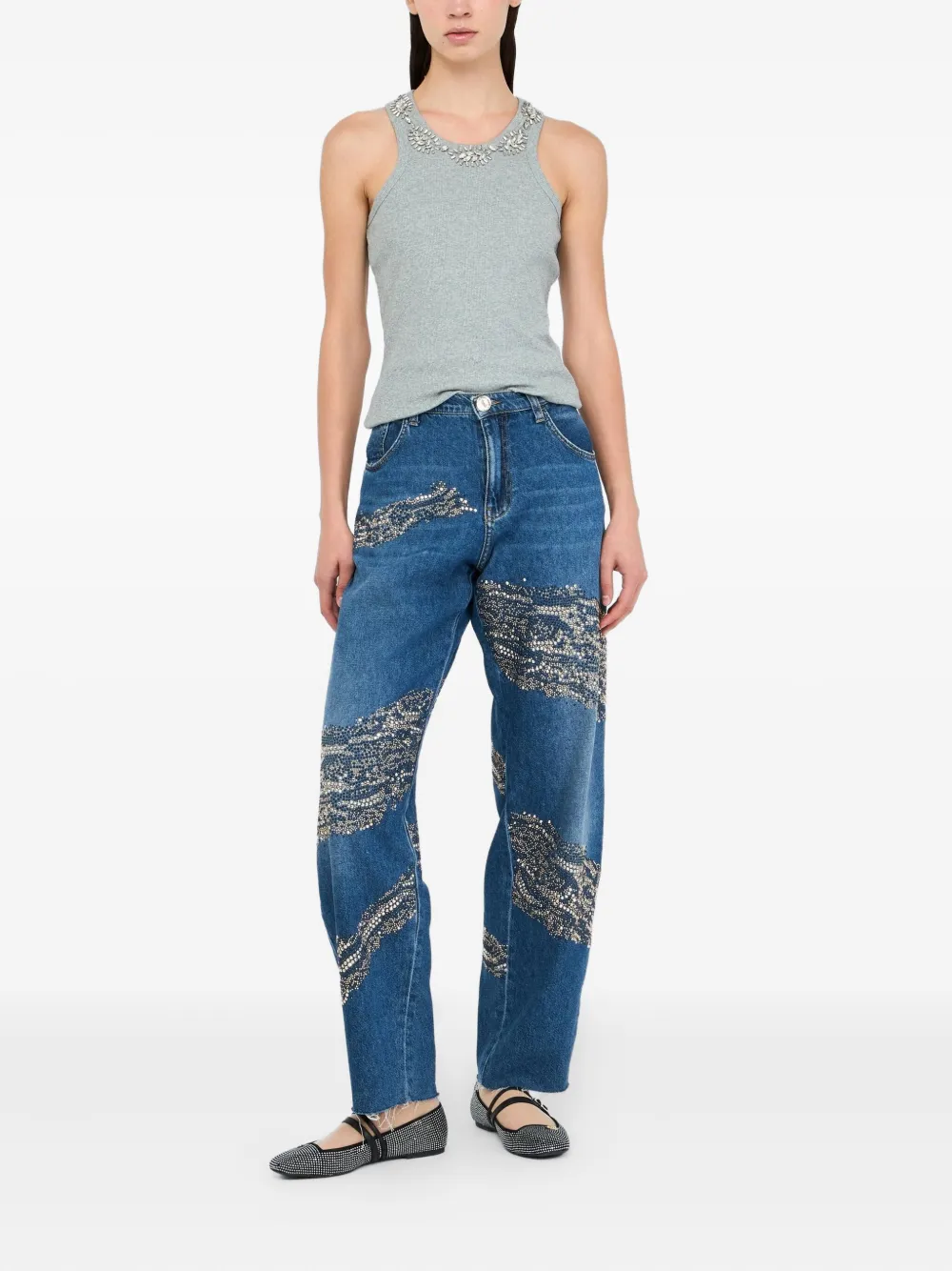 LIU JO rhinestone-embellished jeans Blauw