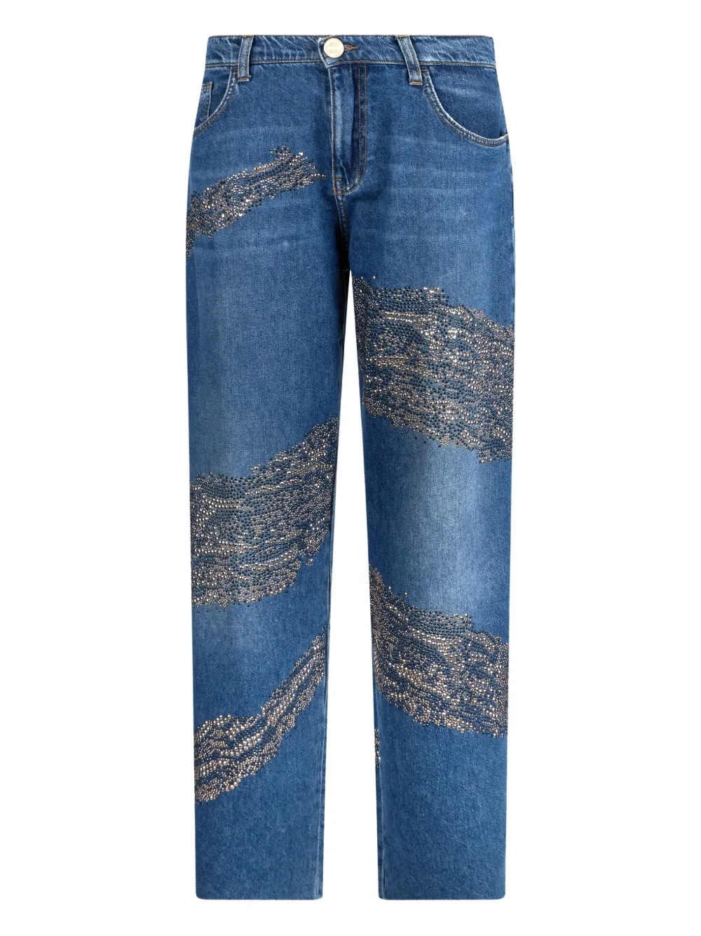 LIU JO Balloon jeans with studs and gemstones Blauw