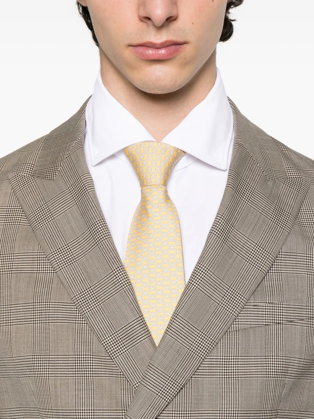 BOSS Geruit pak Beige