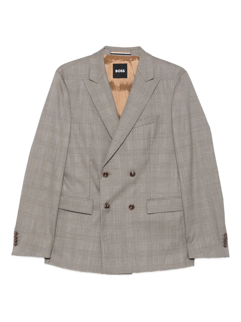 BOSS Geruit pak Beige