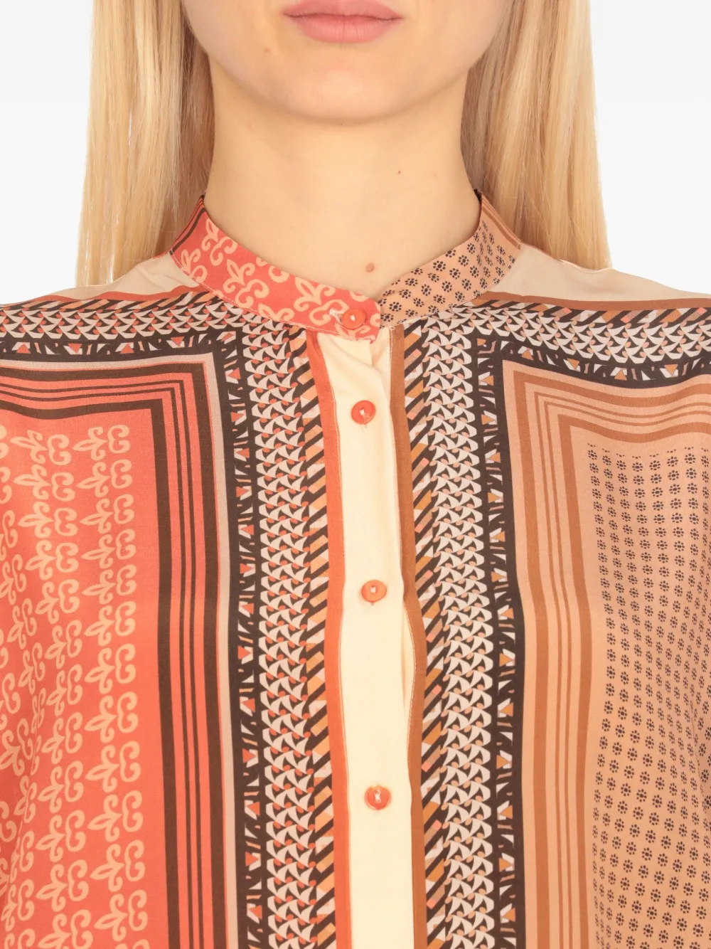 Antonelli Cloe blouse met patroon en korte mouwen Beige