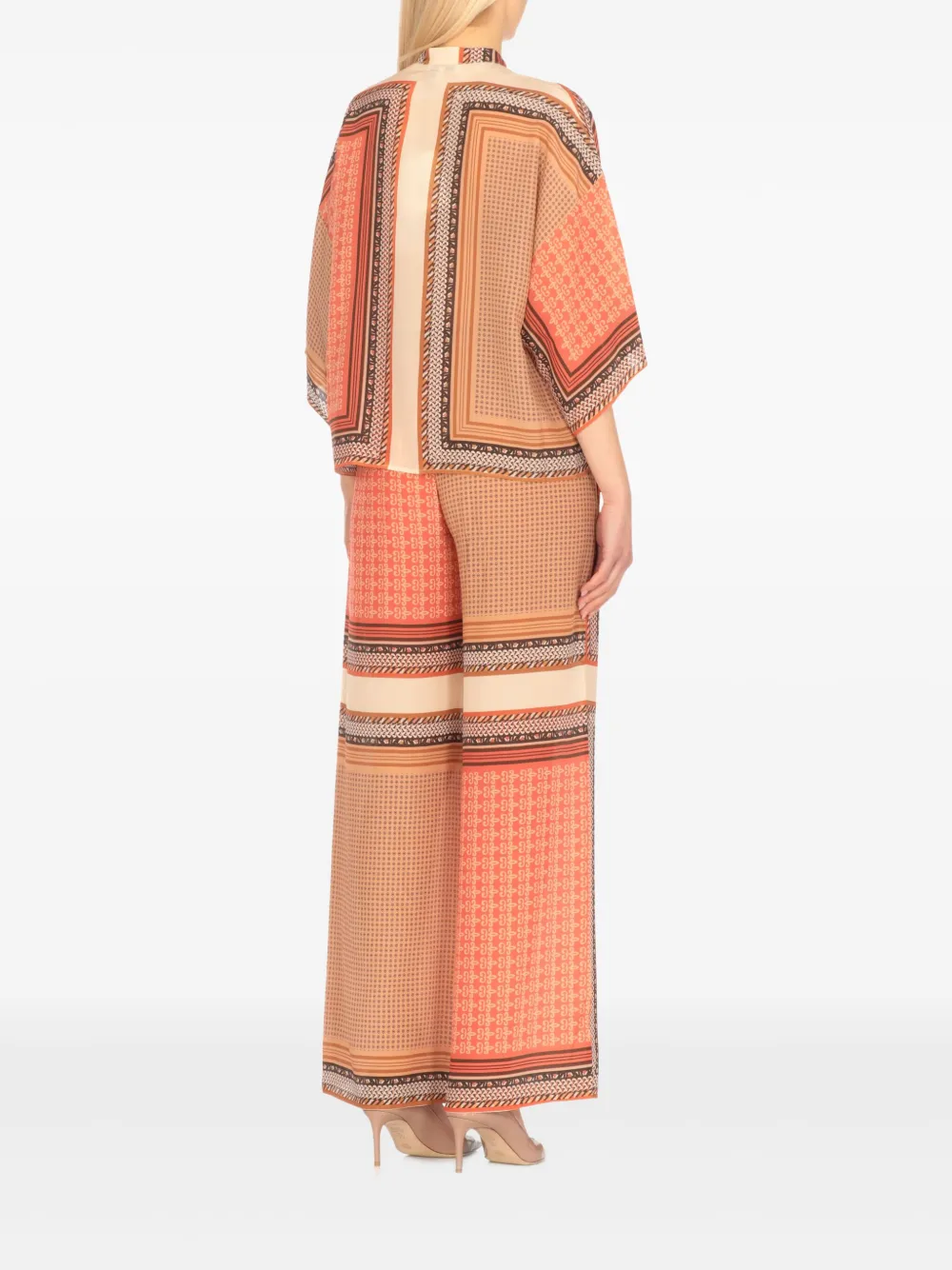 Antonelli Cloe blouse met patroon en korte mouwen Beige