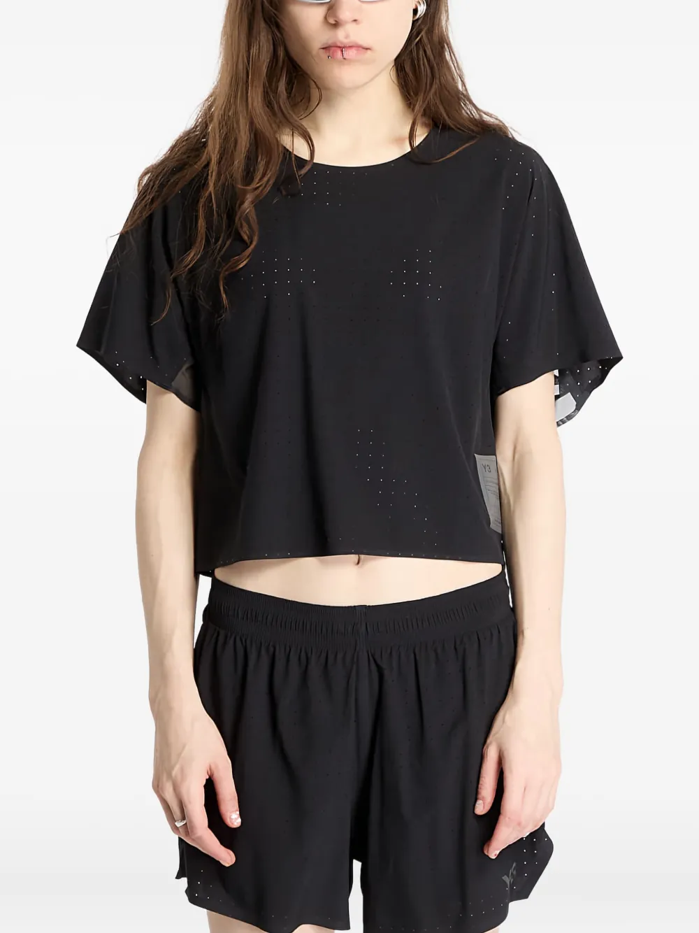 Y-3 Geperforeerd T-shirt Zwart