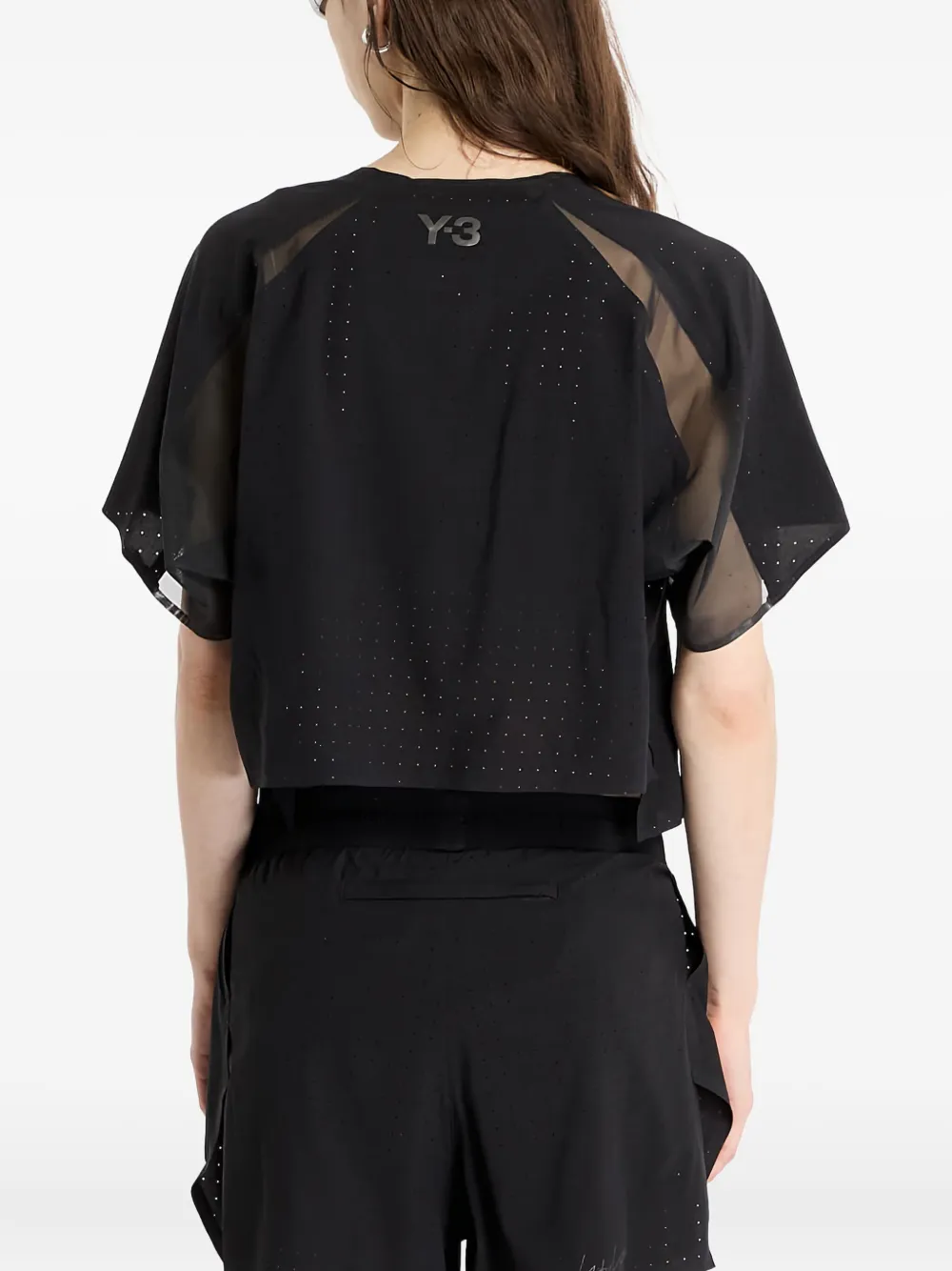 Y-3 Geperforeerd T-shirt Zwart
