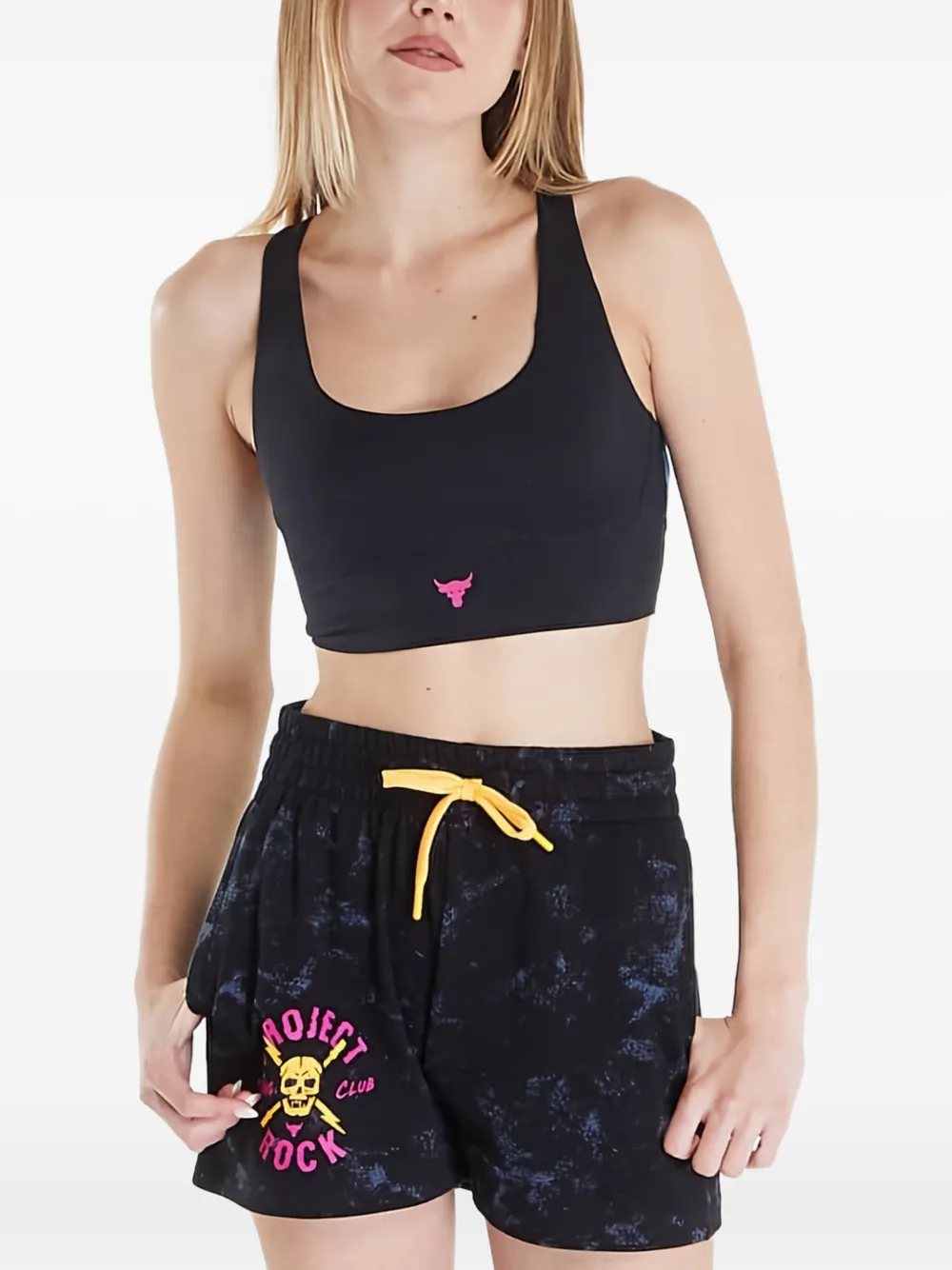 Under Armour Project Rock LG Grind sports bra | Black | Image 1