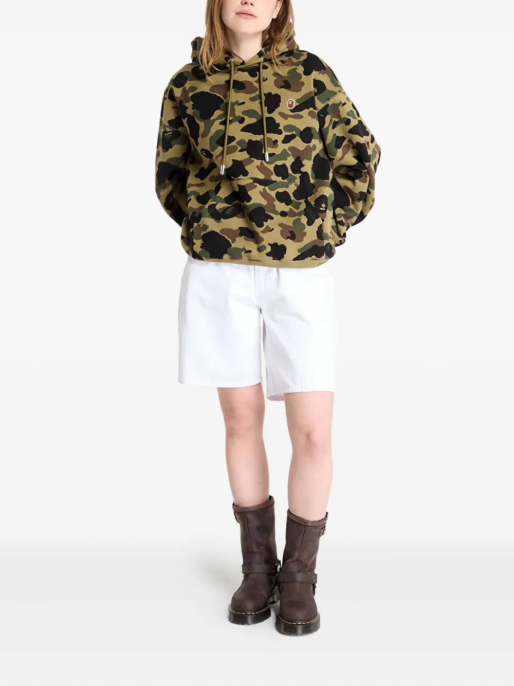 A BATHING APE Hoodie met camouflage-jacquard Groen