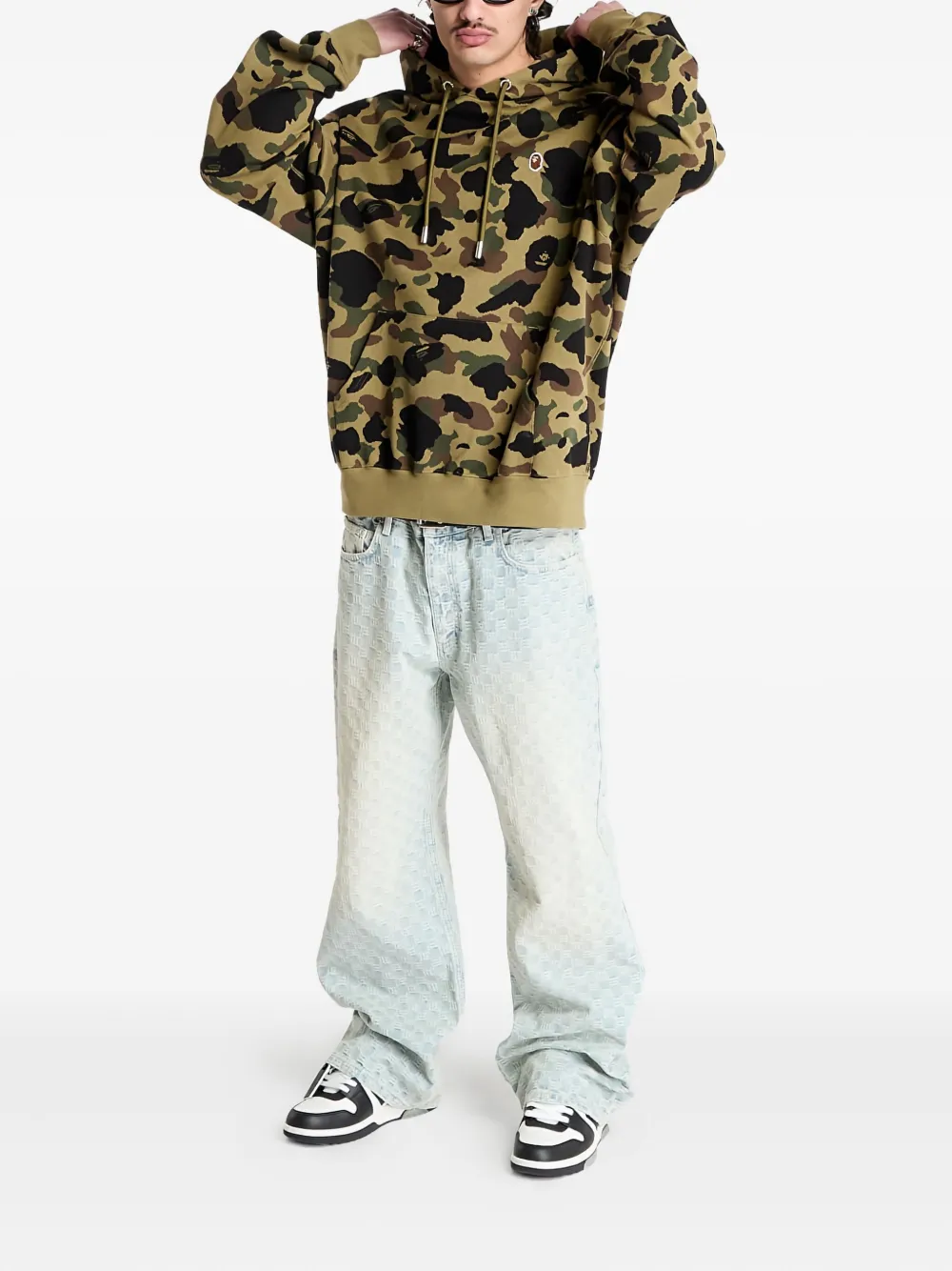 A BATHING APE Hoodie met camouflage-jacquard Groen