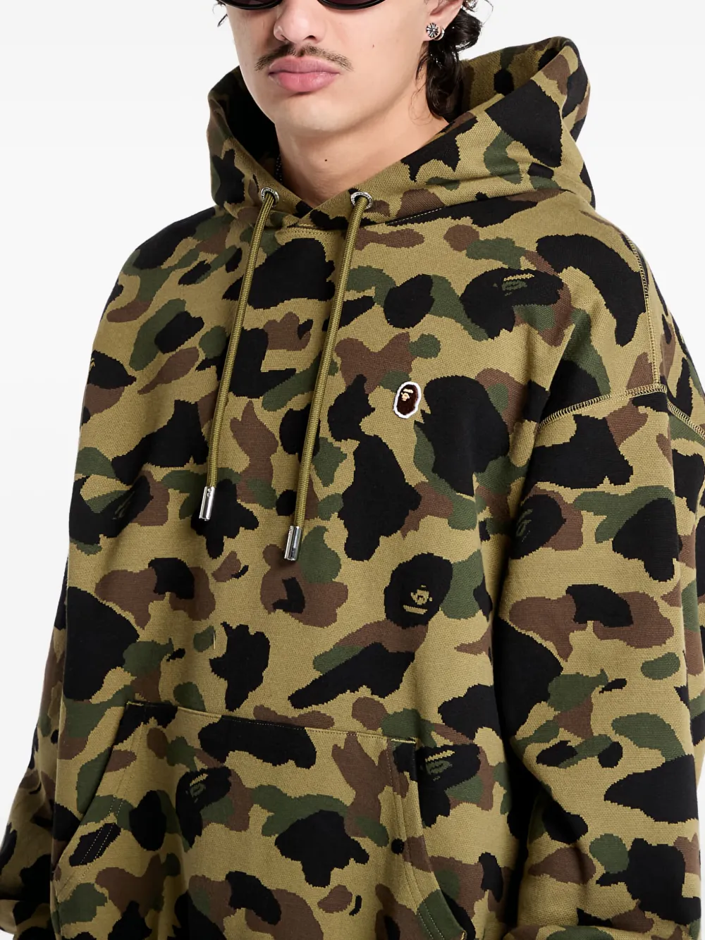 A BATHING APE Hoodie met camouflage-jacquard Groen