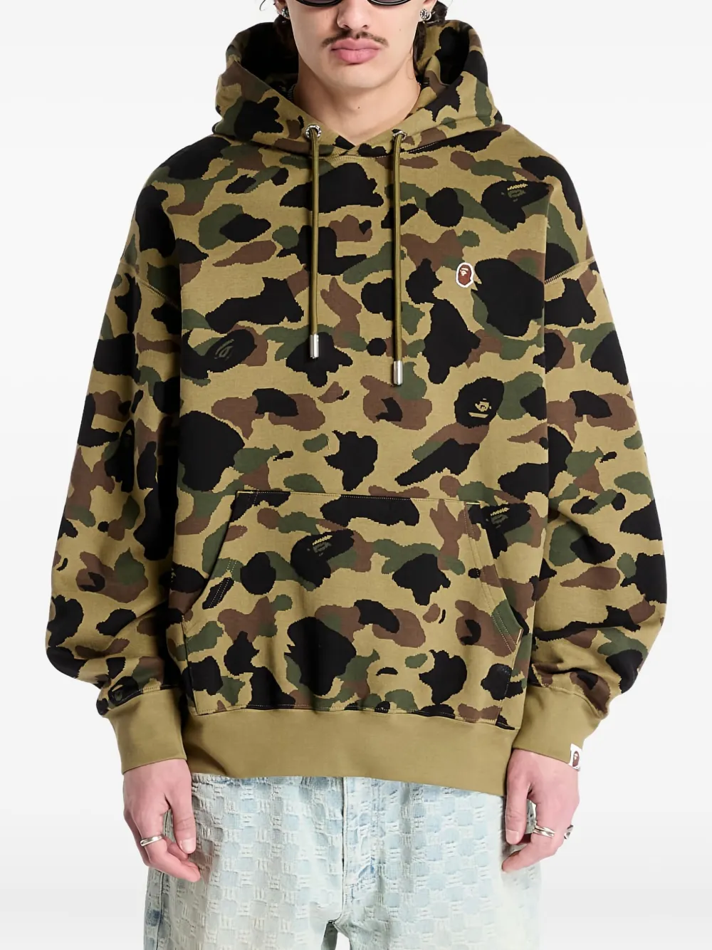 A BATHING APE Hoodie met camouflage-jacquard Groen