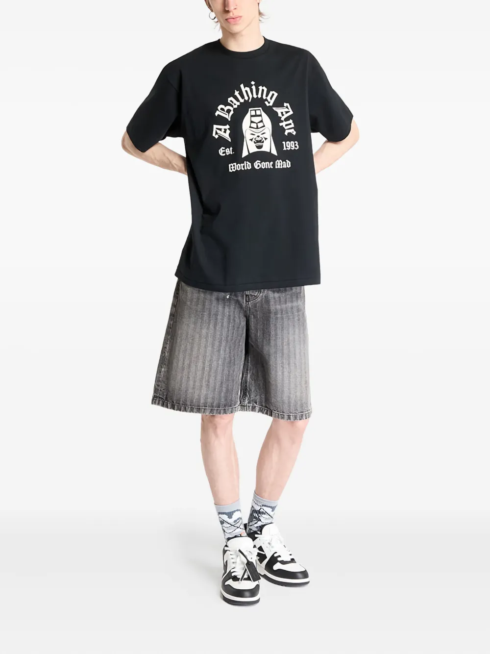 A BATHING APE Mad General T-shirt met grafische print Zwart