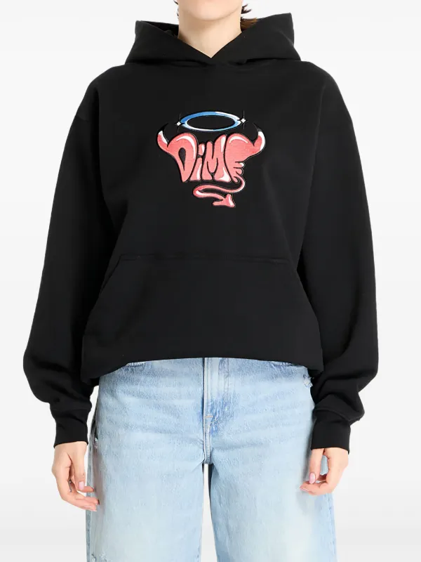 【人気デザイン】Dime☆ダイム　刺繍ロゴ　パーカー　ブラック　黒 DIME】 CURSIVE LOGO HOODIE / BLACK (Dime/パーカー・フーディ