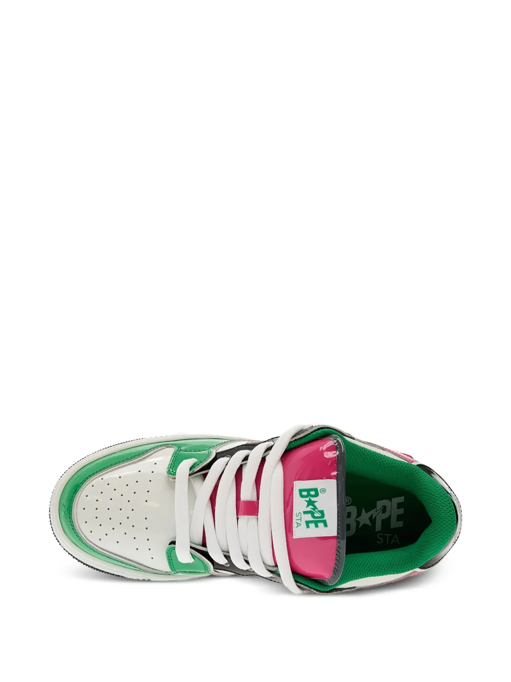 A BATHING APE star-patch leather trainers Green