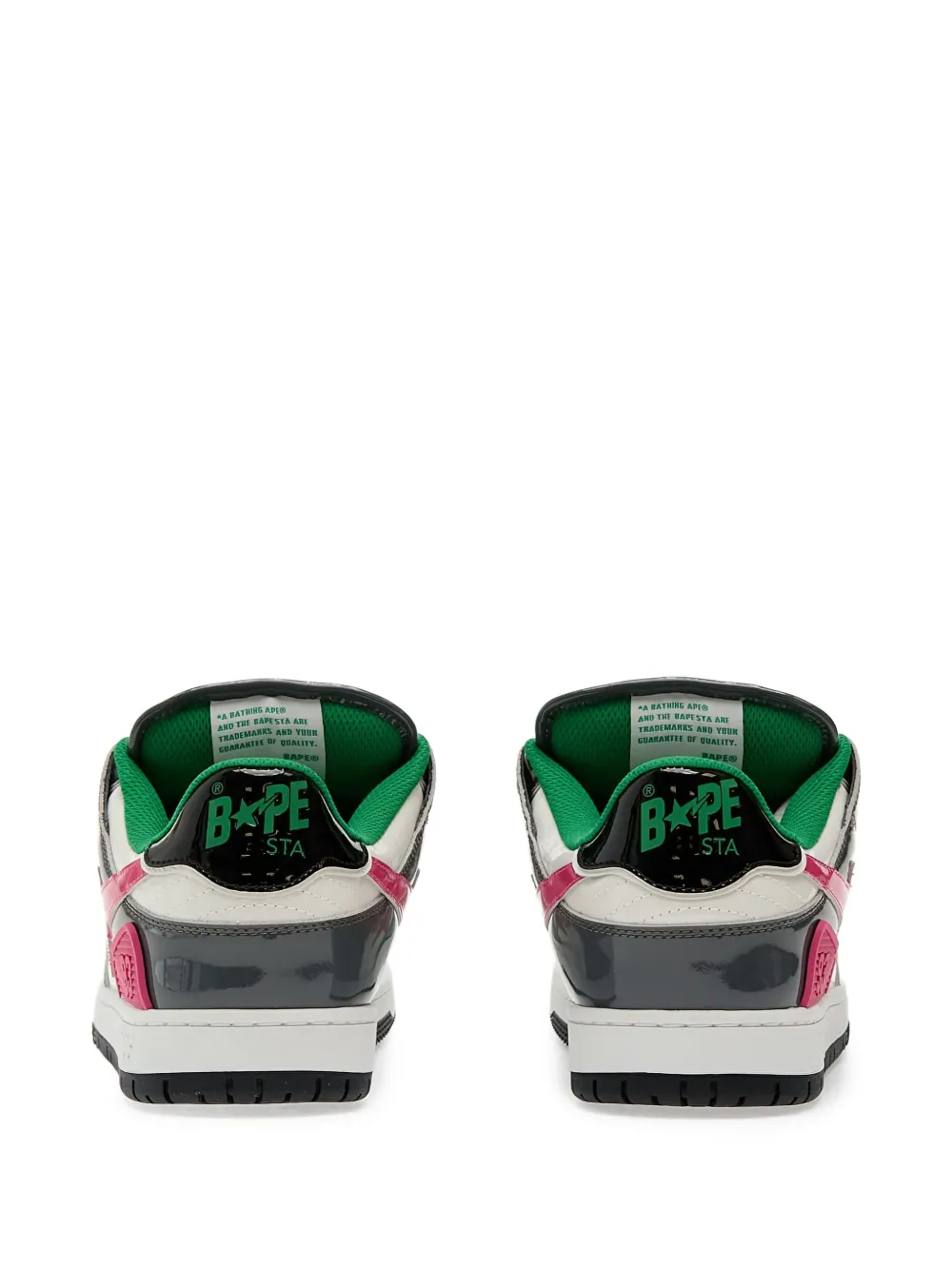 A BATHING APE star-patch leather trainers Green