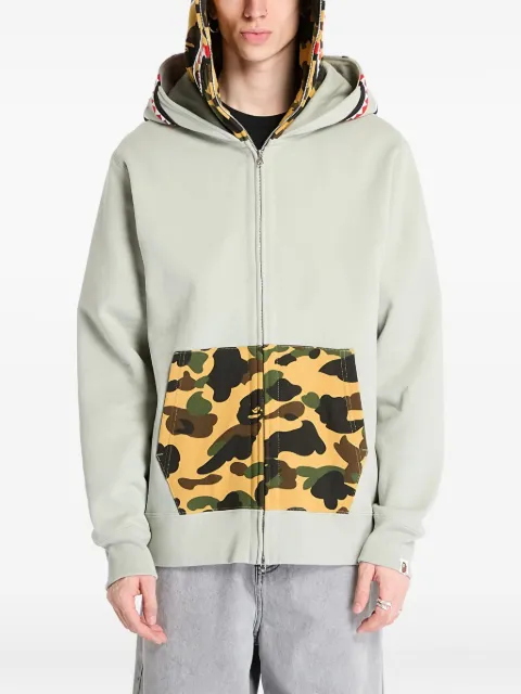A BATHING APE® camo-panel shark-print hoodie