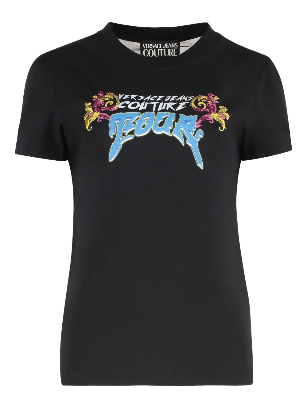 Versace Jeans Couture logo-print mesh-panel t-shirt | Black | Image 1