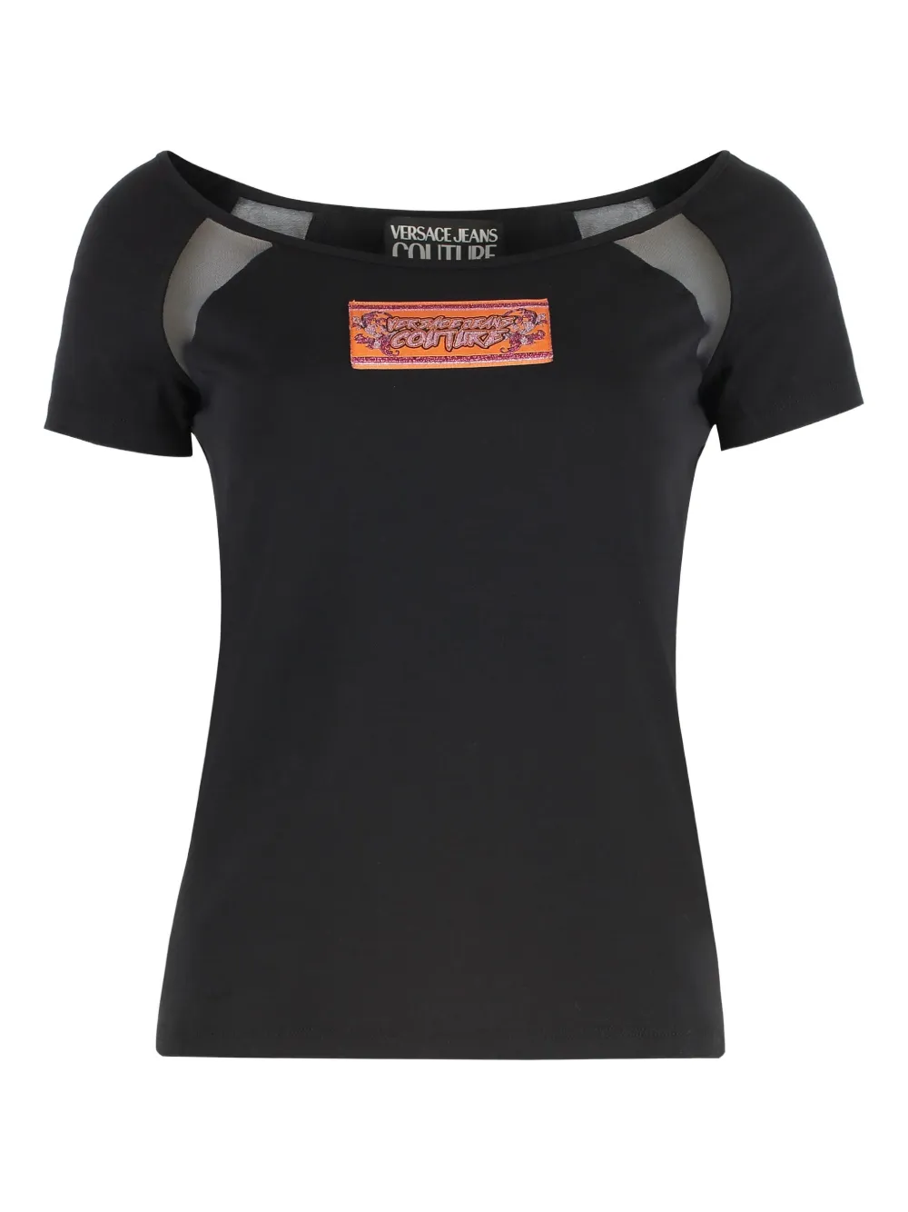 Versace Jeans Couture mesh-panel cotton t-shirt | Black | Image 1
