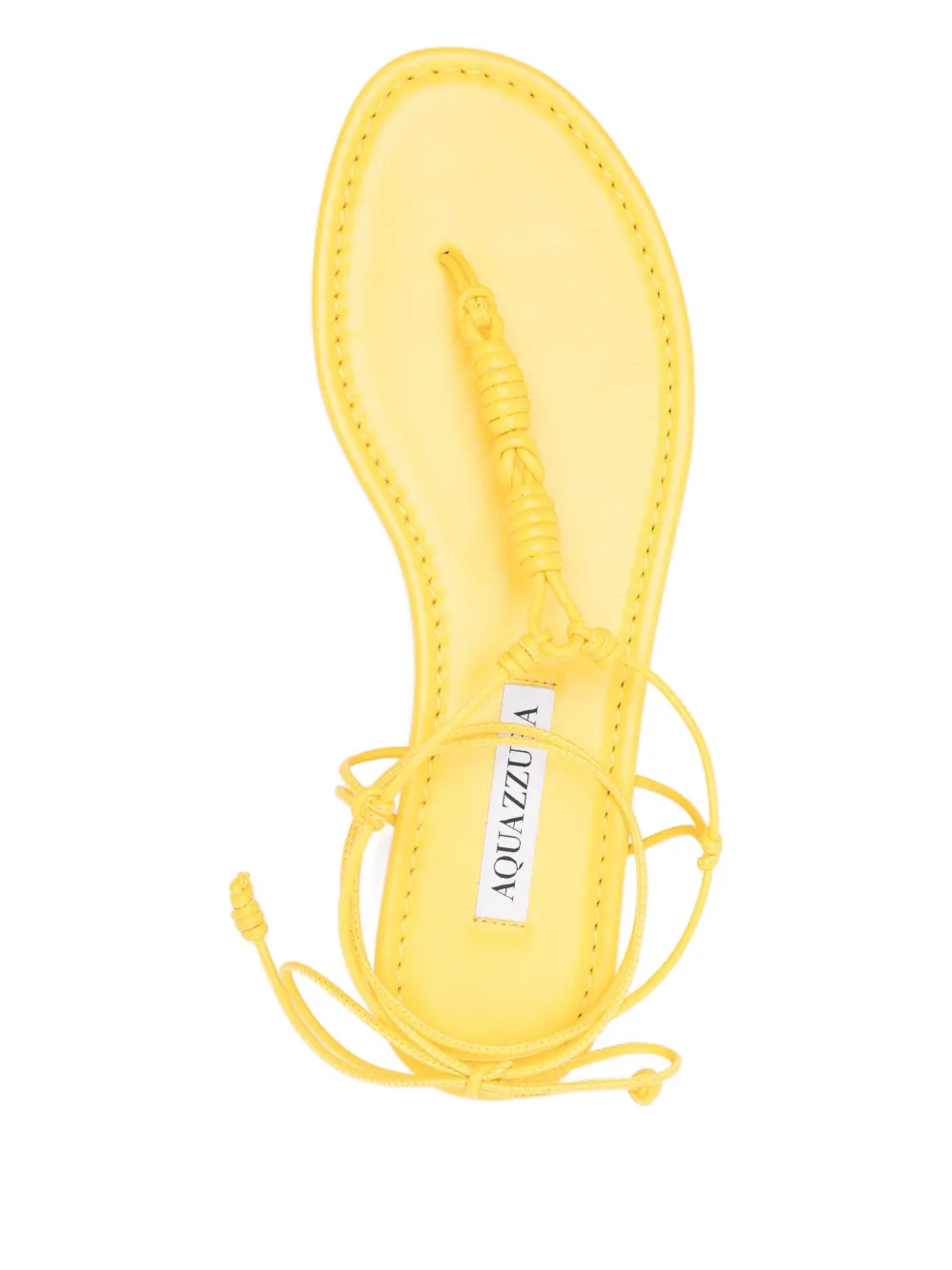 Aquazzura Oaxaca knotted leather flat sandals Yellow