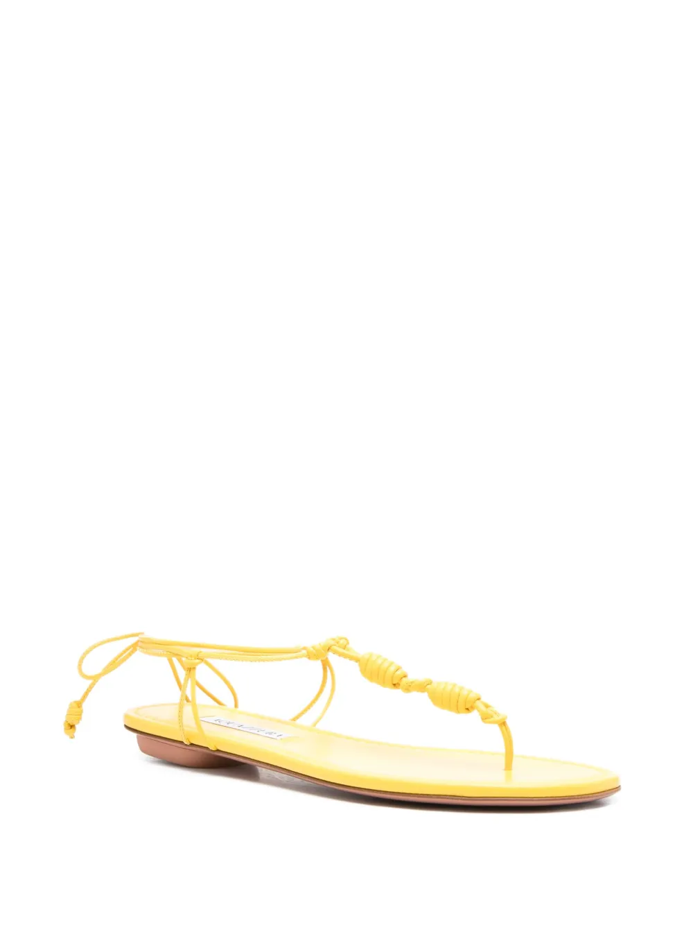 Aquazzura Oaxaca knotted leather flat sandals Yellow