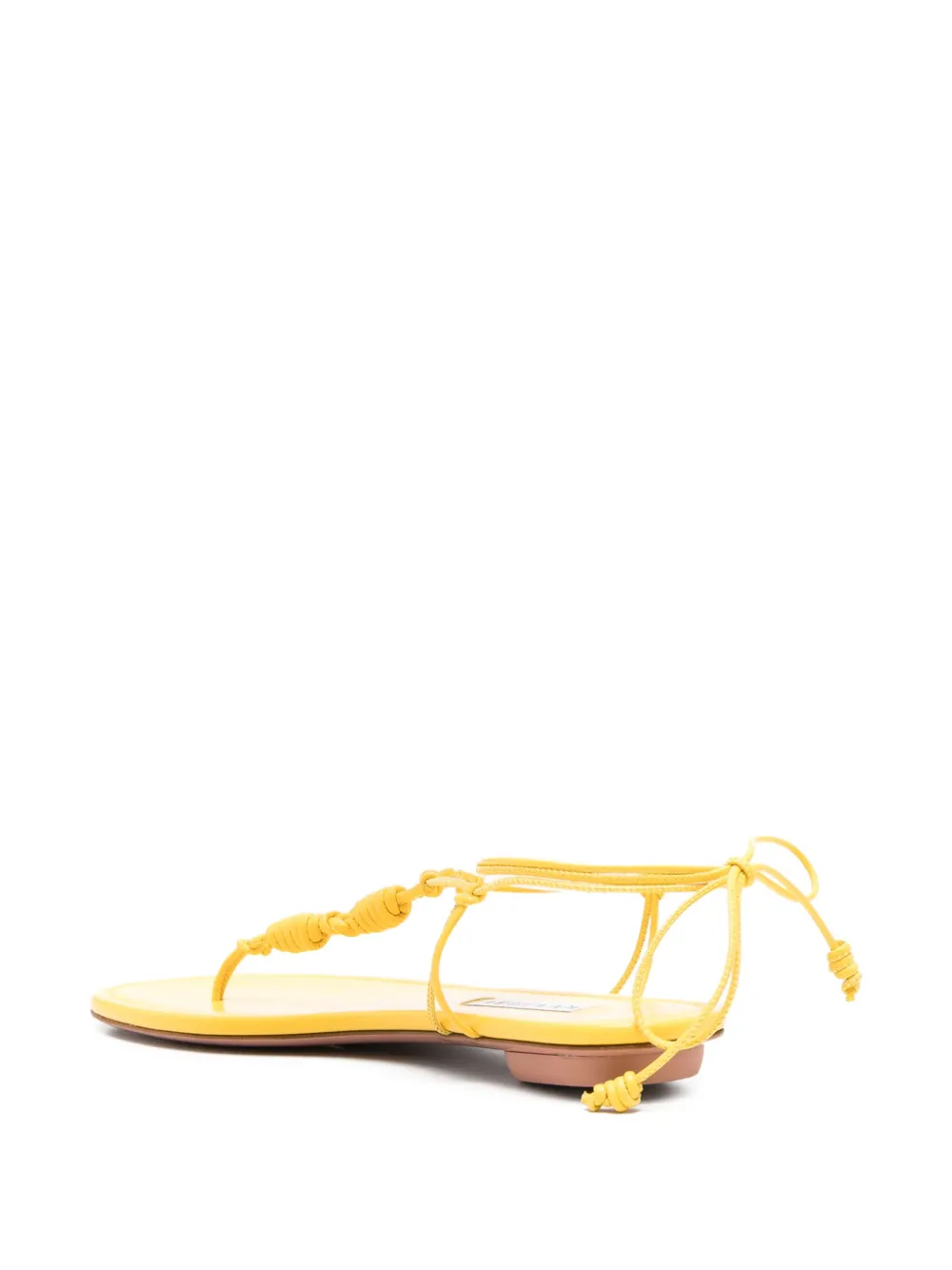 Aquazzura Oaxaca knotted leather flat sandals Yellow