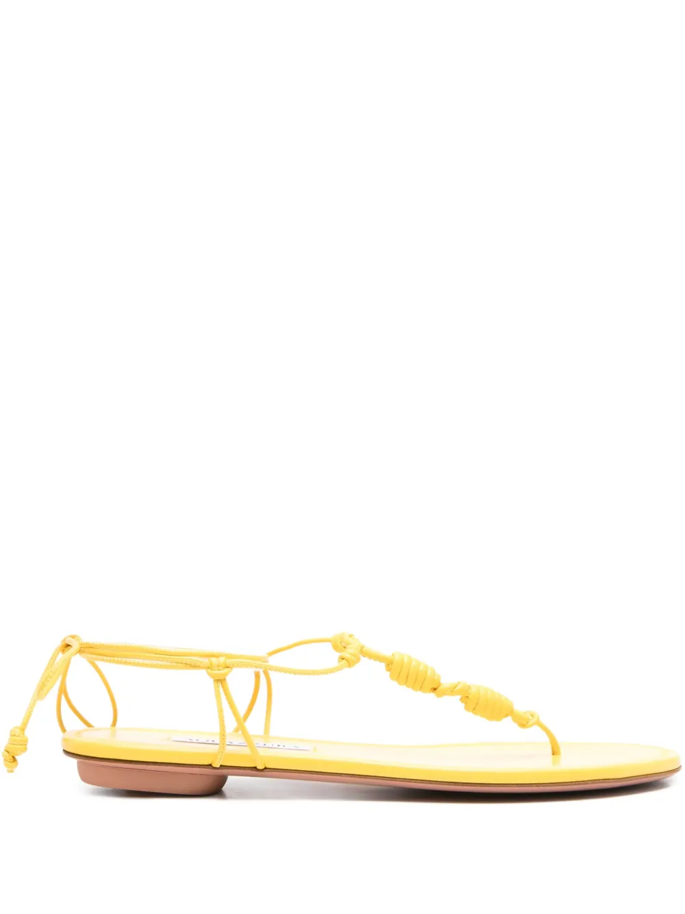 Aquazzura Oaxaca knotted leather flat sandals Yellow
