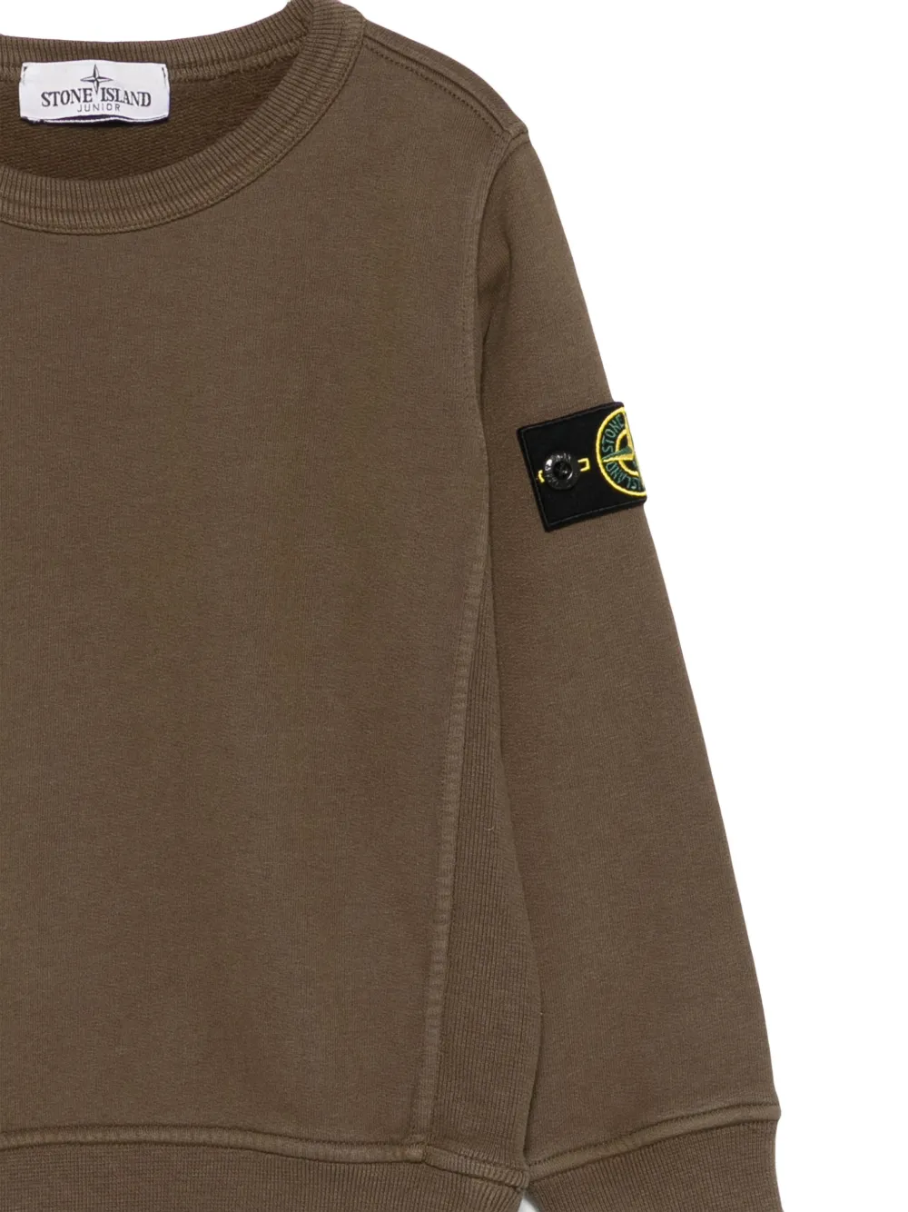 Stone Island Junior logo-patch crew-neck sweatshirt Groen